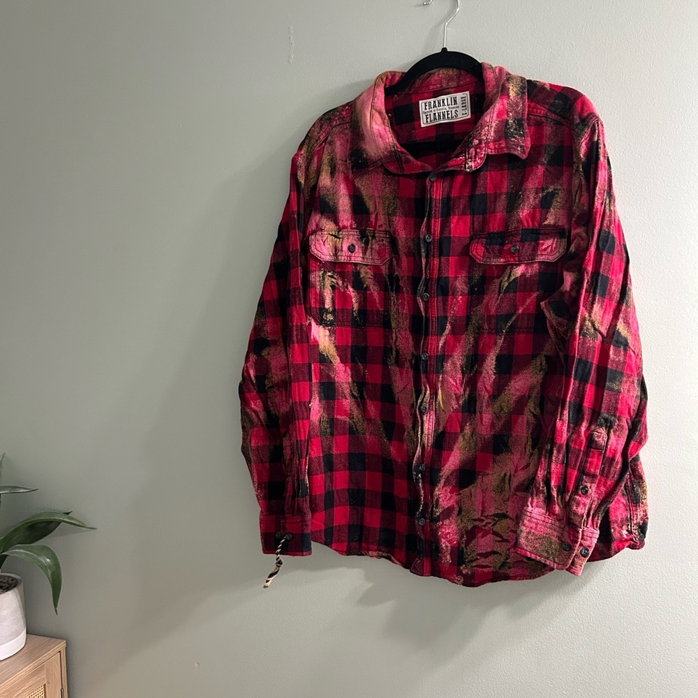 Franklin flannels distressed plaid button up unique